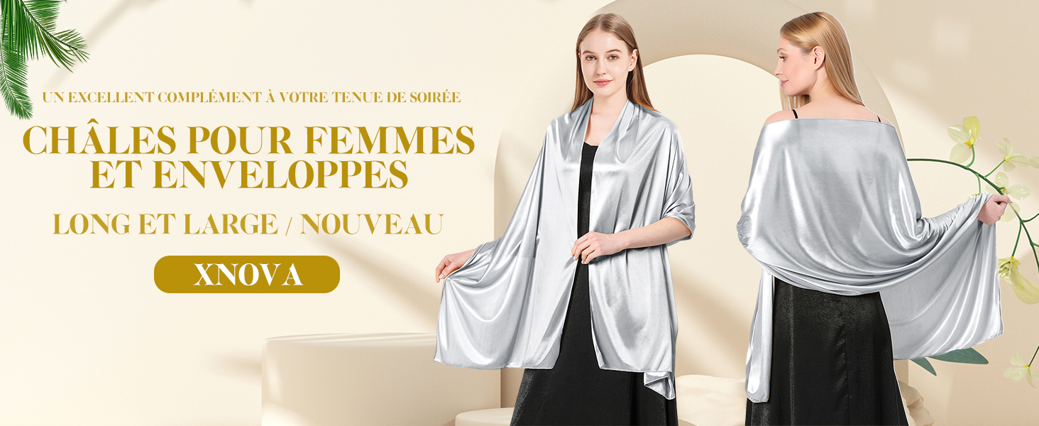 Châle Écharpe Étole Satin Femme Mariage Sur Robe De Soirée Mariée Olive Verte Menthe