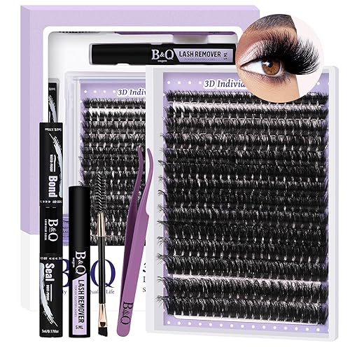 B&Q - Kit de extensiones de pestañas para principiantes, kit de extensión de pestañas 3D 100D, kit de pestañas mixtas 10-18, kit de pestañas