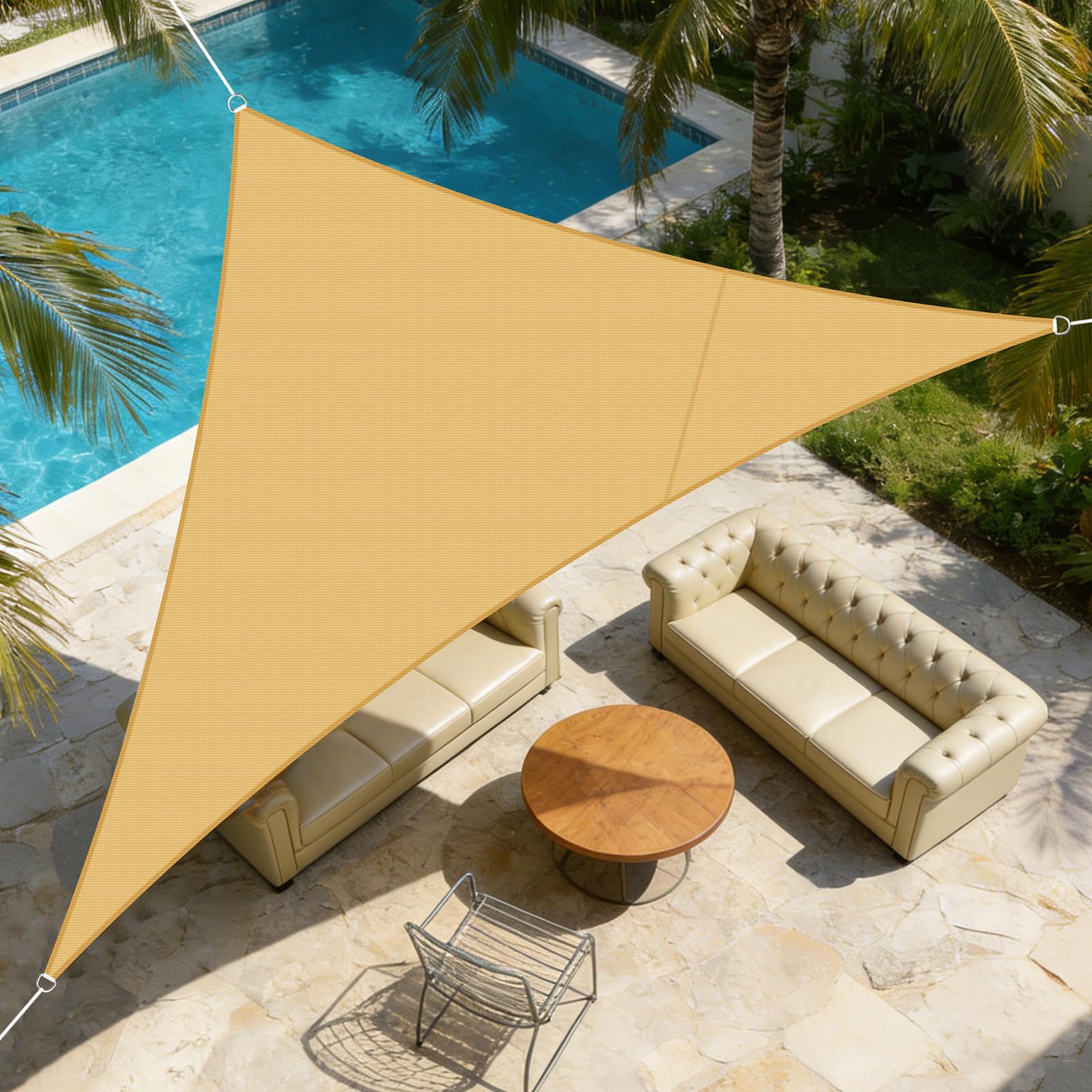 LOVE STORY Toldo Vela Rectangular 2.5x4m, Vela de Sombra Impermeable Oxford, Protección Rayos UV Toldos para Exterior Patio Jardín Terrazas, Arena — view 15