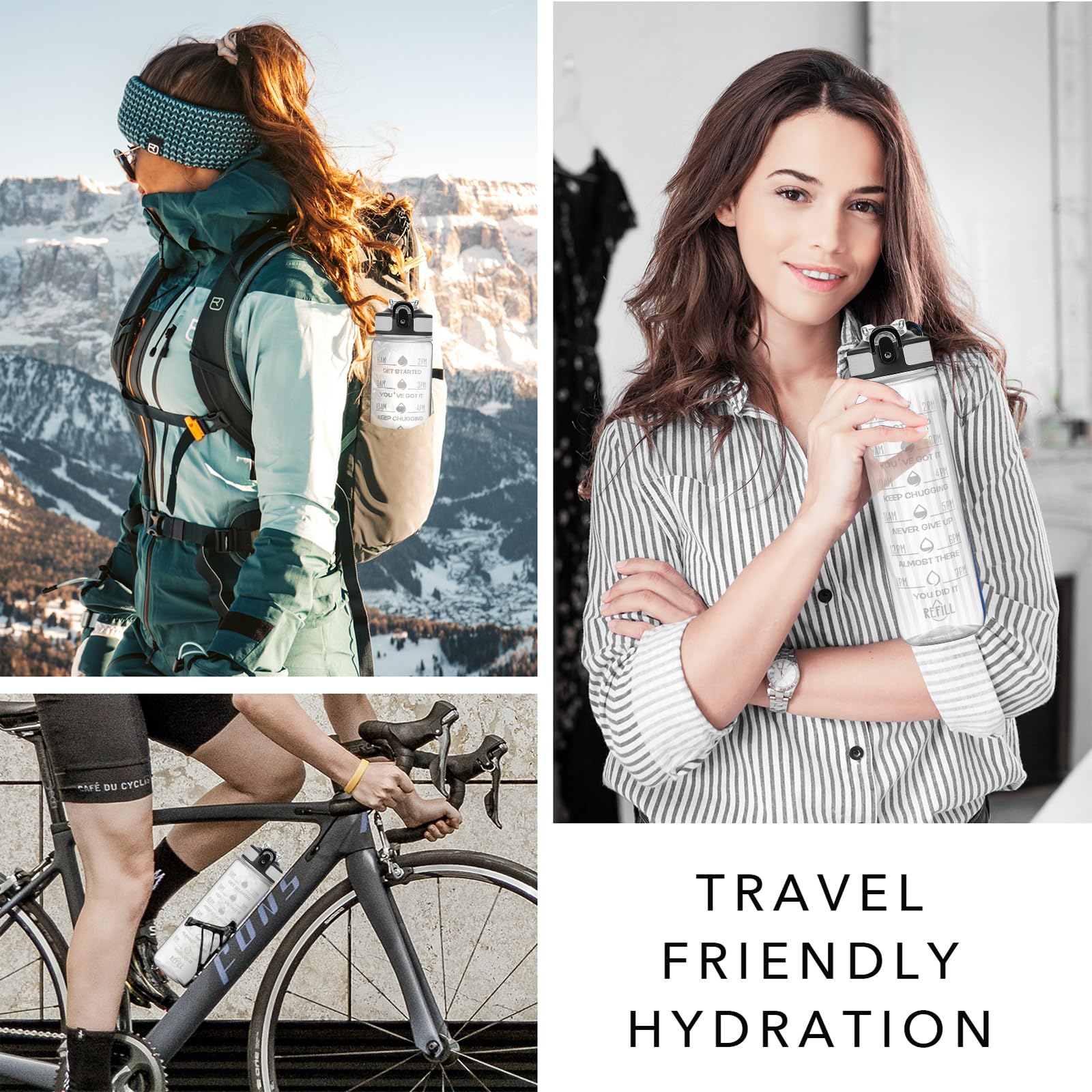 Hyeta 907.2 g Wasserflaschen mit Trinkzeiten und Strohhalm, motivierende Wasserflasche mit Zeitmarkierung, auslaufsicher, Trink-Sport-Trinkflasche für Fitness, Fitnessstudio und Outdoor