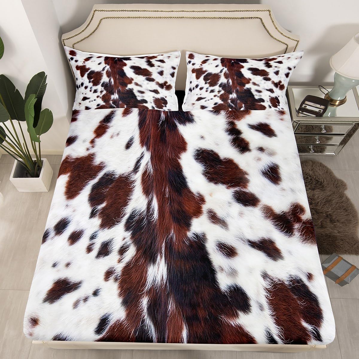 Brown Cow Print Bedding Set Twin for Boys Girls Teens