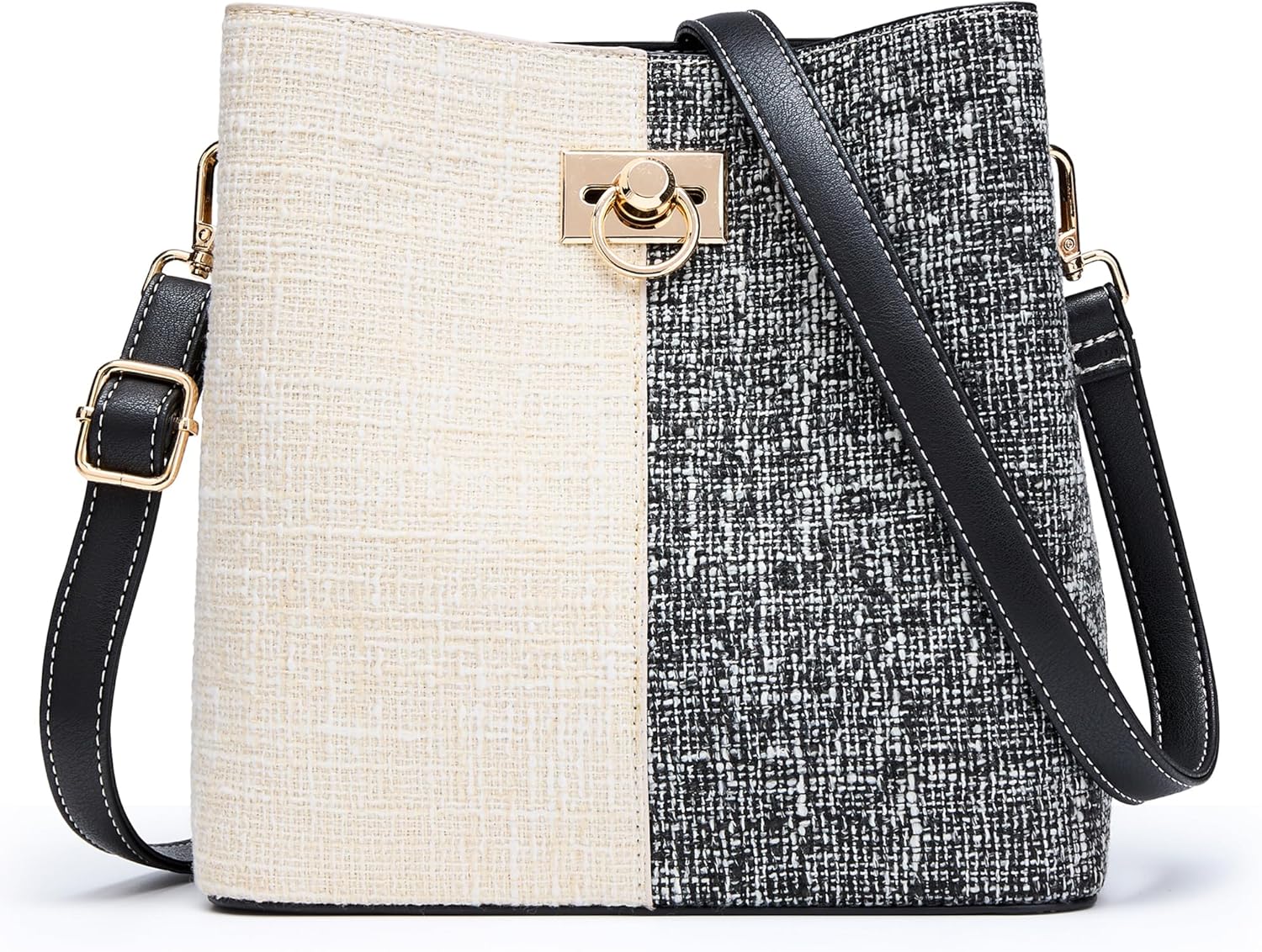 KALIDI Crossbody Purses for Women Vegan Leather Bucket Bag Fashion Ladies Crossbody Handbag Shoulder Purse with Multi Pockets