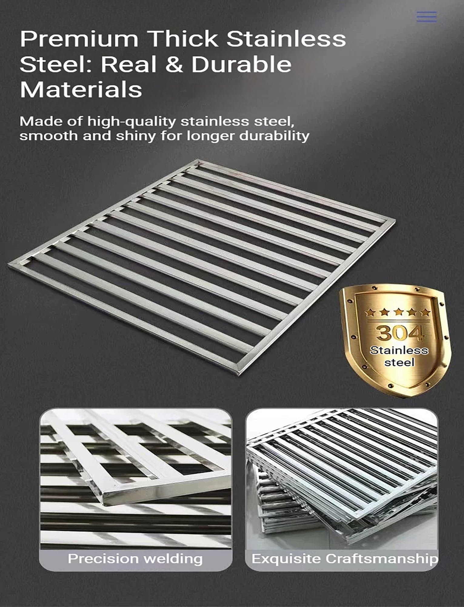 Estante de acero inoxidable para congelador, almacenamiento comercial | Resistencia a la oxidación y fuerte soporte de carga, mejora la organización del congelador(22.8x20.9in(580x530mm))