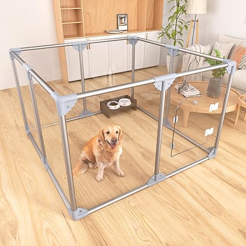 Acrylic Dog Playpen Dog Playpen Indoor Puppy Pen Pets Fence Puppies Cage10 Panels for Puppies Dog Play Pens for Dogs Indoor (8)