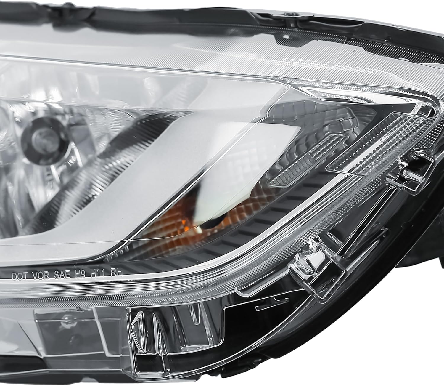 Replacement Passenger Right Side Chrome Trims Halogen Headlight Headlamp for Ford Transit Connect from 2019 to 2023