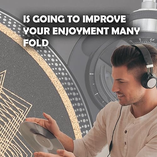 Miniatura 9 de Alfombrilla giratoria de corcho para un mejor soporte de sonido en el tocadiscos de vinilo LP - Diseño geométrico original, tapete de corcho claro