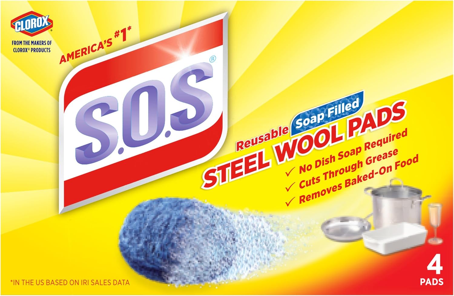 S.O.S. Steel Wool Soap Pads, 4 Count S.O.S. Steel Wool Soap Pads, 4 Count