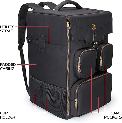 Miniatura 6 de Mochila para juegos de mesa, almacenamiento reforzado para juegos de mesa con correas de hombro acolchadas, asa de transporte y bolsillos para