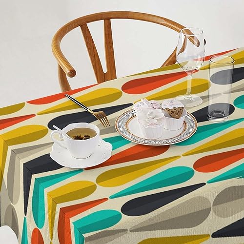 Miniatura 139 de Mantel floral hippie, diseño retro de los años 70, naranja, rosa, azul, floral, bohemio, estampado estético de margaritas, para fiesta, picnic