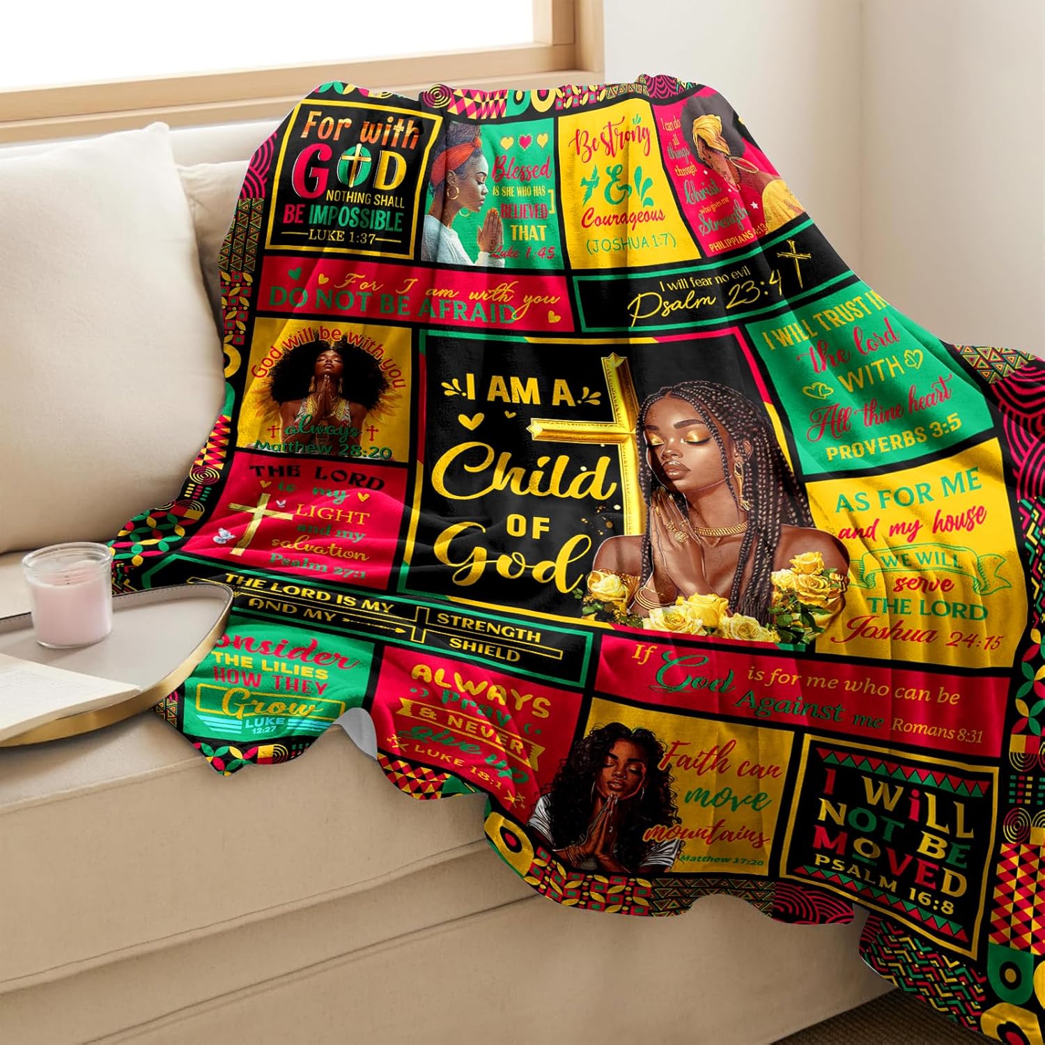 Christmas African American Christian Gifts for Women, Christian Blanket 60"x50", Religious/Baptism/Spiritual/Inspirational Gifts for Black Women/Girl, Religious Gift for Birthday - Image 4