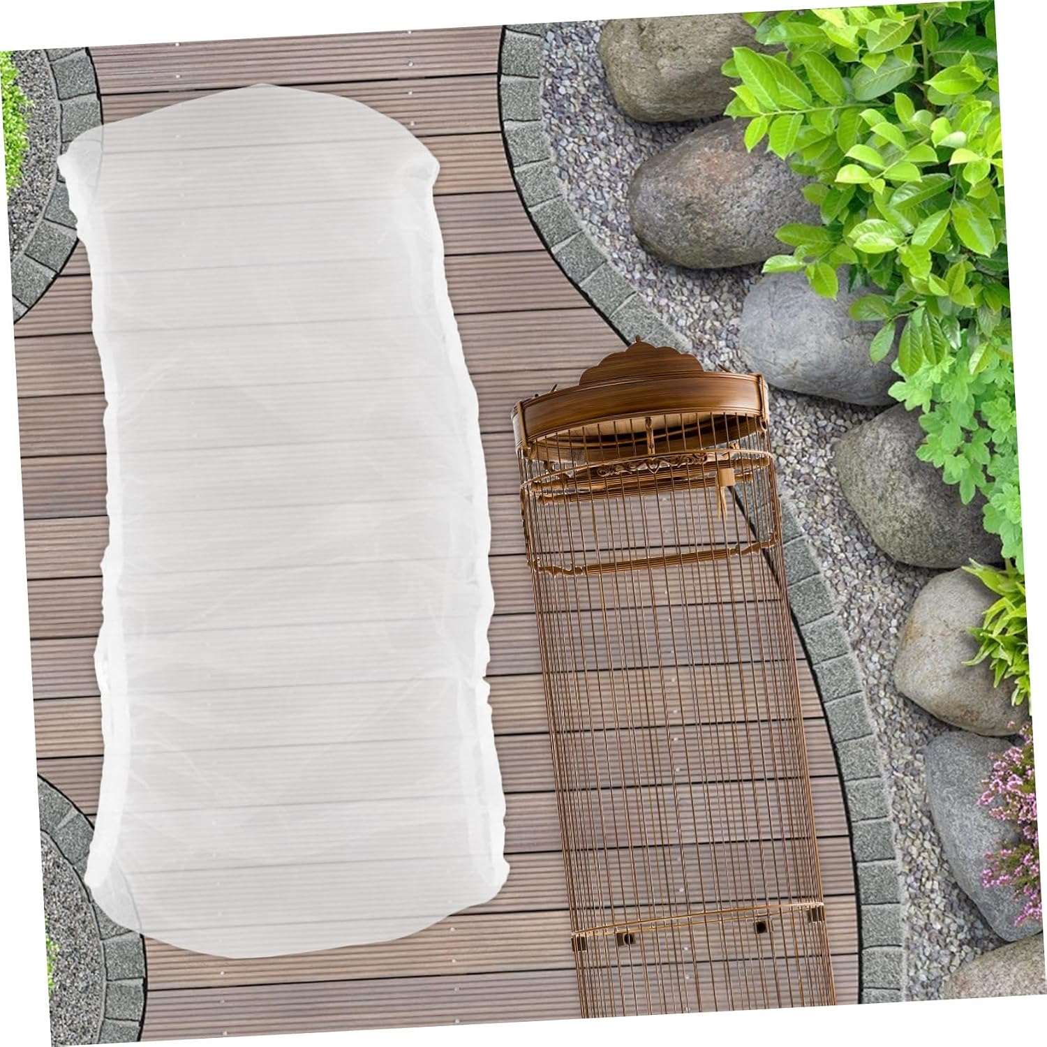 YARNOW Bird Cage Net Cover Adjustable Soft Mesh Skirt for Parrot Cages Circumference Height Breathable Light Transmitting Design for Airflow