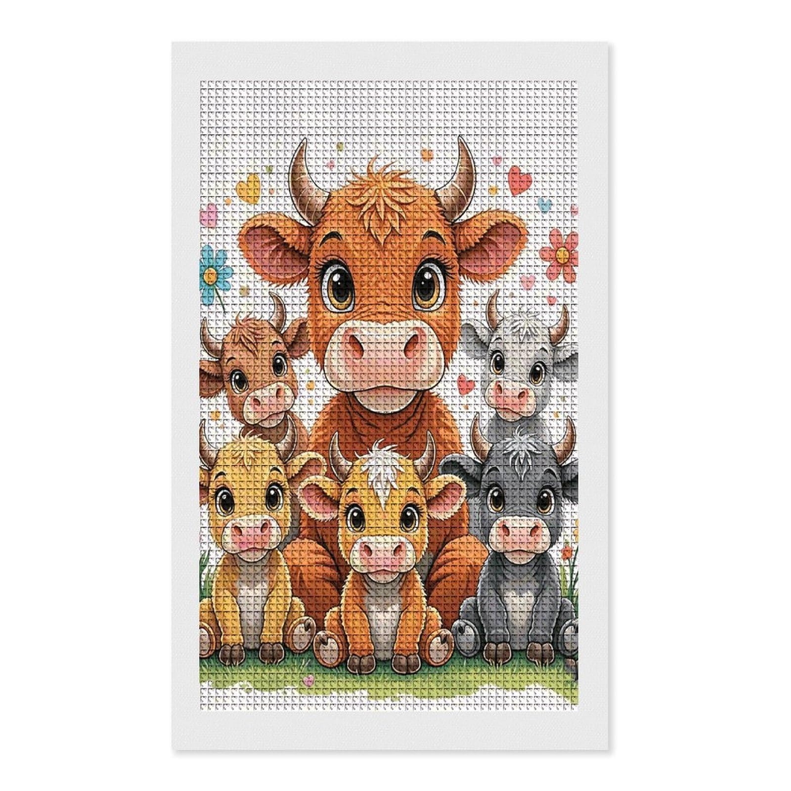 FodPand Cow 5D Diamond Painting Kits for Adults Beginners Full Drill Square Diamond Dots Pictures Gem Art Supplies for Home Wall Room Decoration DIY Craft Set Gift 12x20