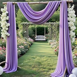 Lavender Wedding Arch Draping Fabric 29" X 20FT Chiffon Fabric Sheer Drapes for Wedding Ceremony Arbor Party Handrail Stairs Swag Fabric Decoration | Lavender Tulle Fabric 1 Panel