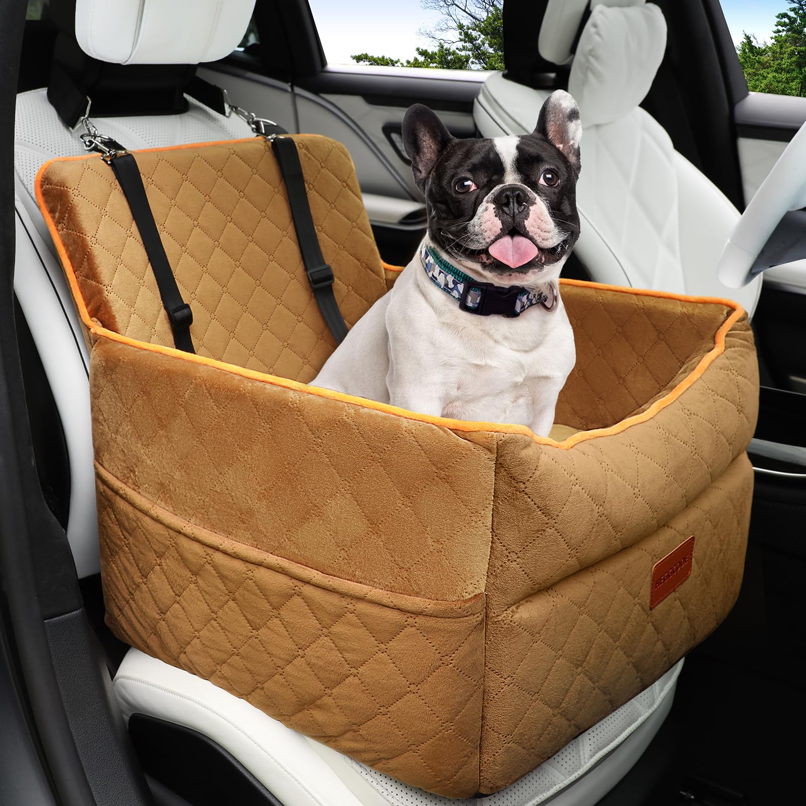 Seggiolino Auto Per Cani Piccoli E Medi - Cuscino Spesso In Memory Foam, Lavabile, Con Cinture Di Sicurezza E Tasche