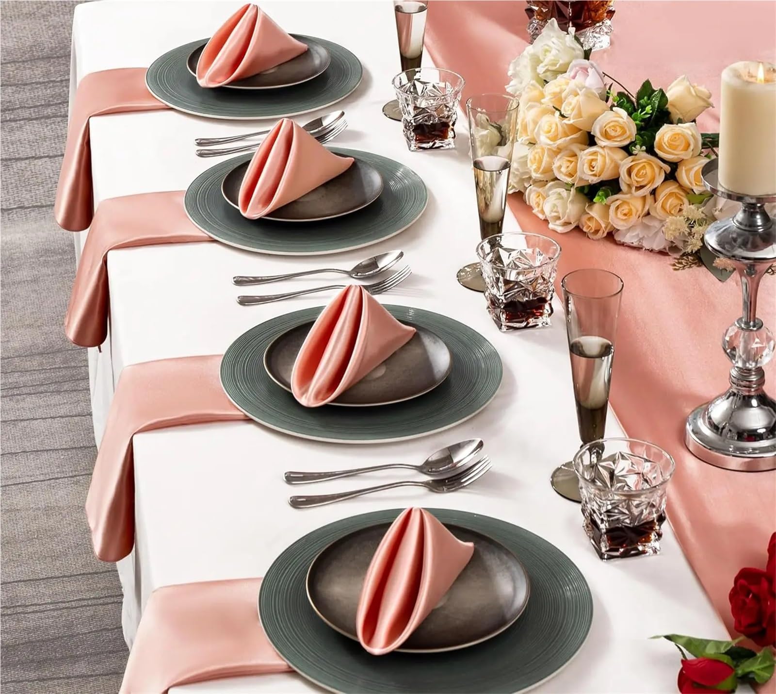 Servilletas de Mesa de algodón, Servilletas cuadradas de satén 50 Uds. 30x30cm Multicolor for Banquete Boda(Golden)