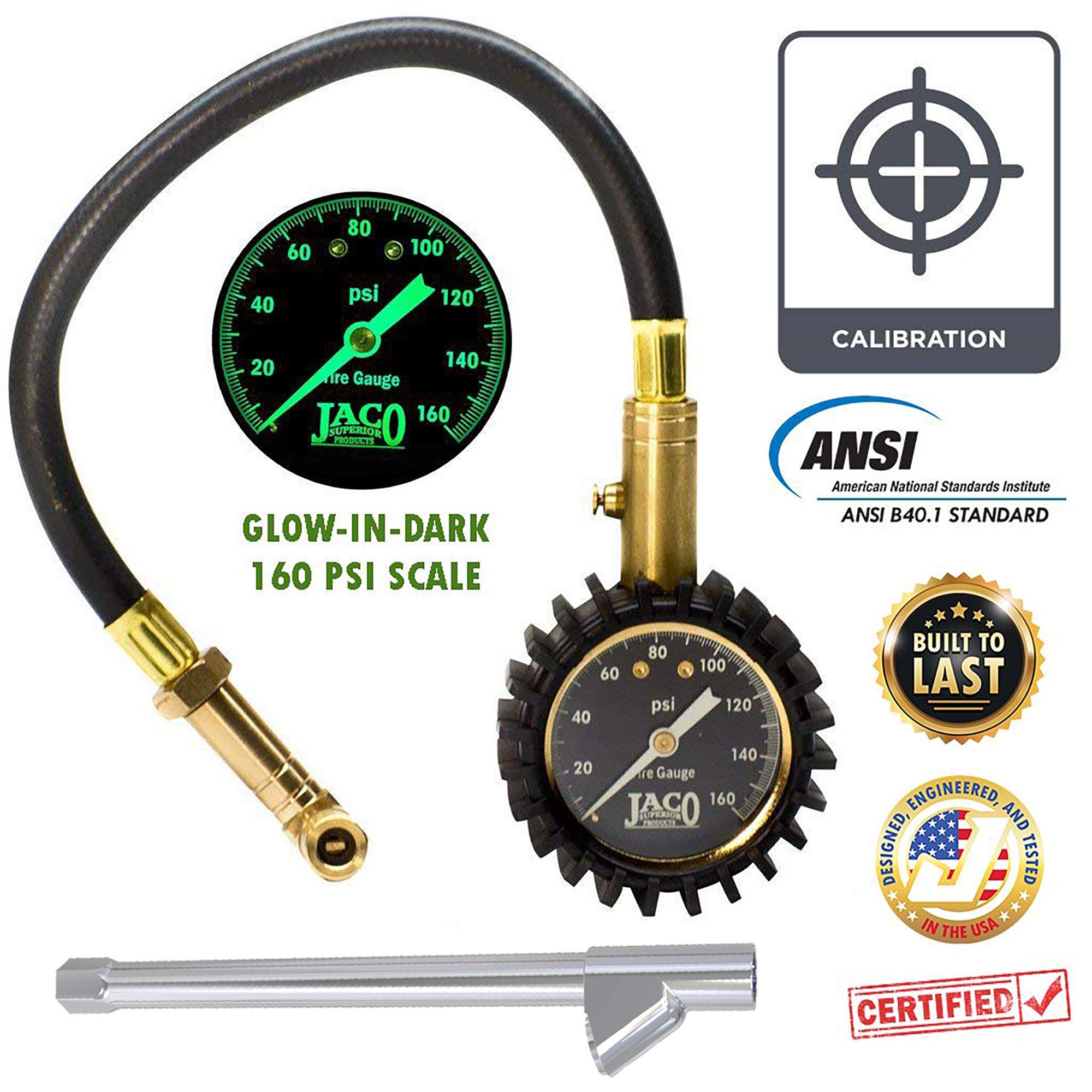 JACO EliteProPlus Tire Pressure Gauge with Dually Air Chuck 160 PSI