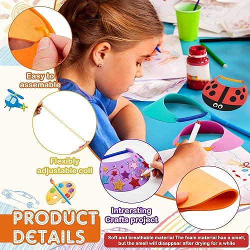 Miniatura 5 de El juego de 35 viseras de espuma para niños incluye 24 sombreros de espuma de colores surtidos, sombreros de fiesta, manualidades, correr, camping,