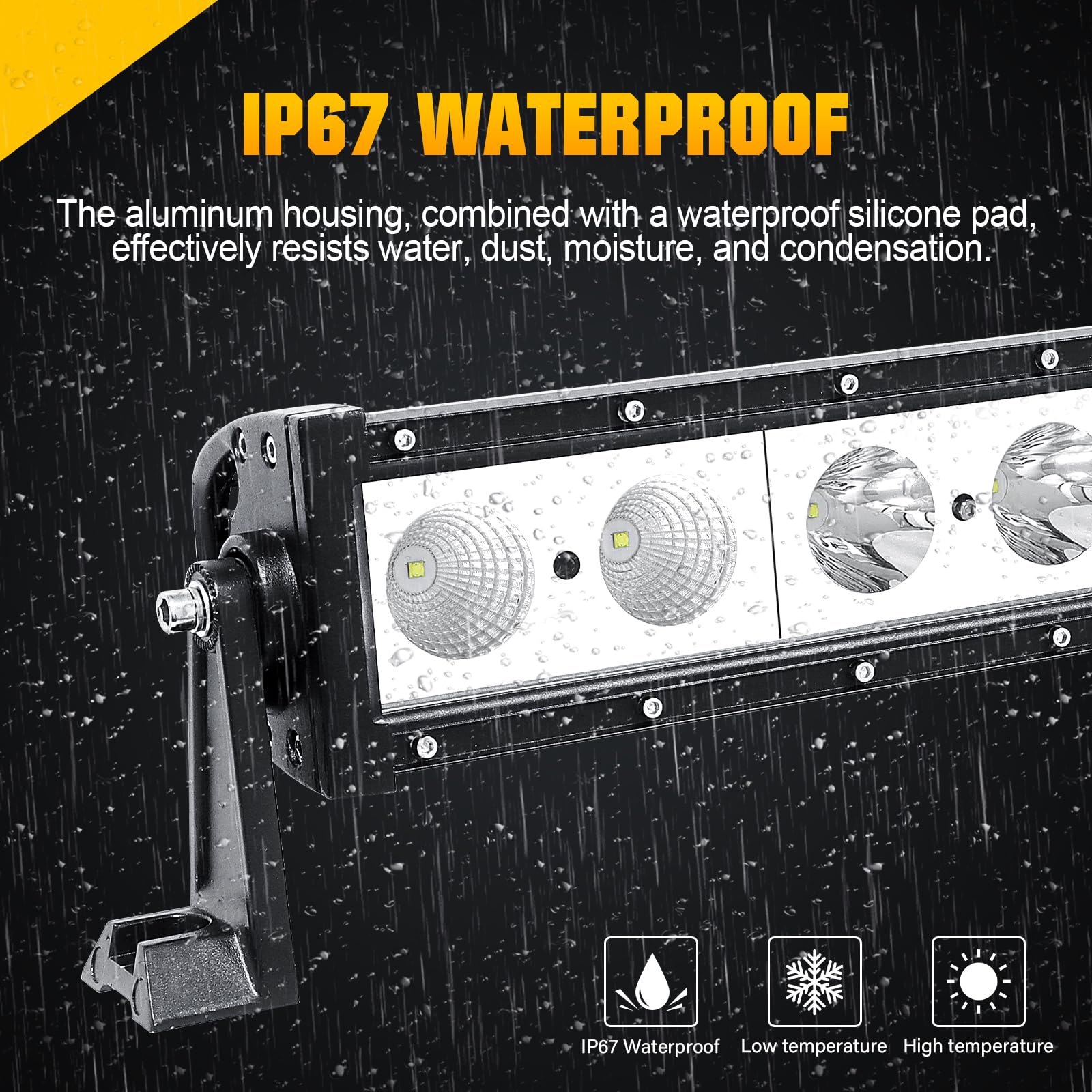 PICAA Listwa LED 48 cali, 125 cm, 12000 lm, 6000 K, biała, IP67, wodoodporna rampa LED z wiązką przewodów 12 V, optyczna 10D Spot/Flood Combo - do SUV-ów 4x4, ciężarówka, pojazd ATV, ciągnik, łódź