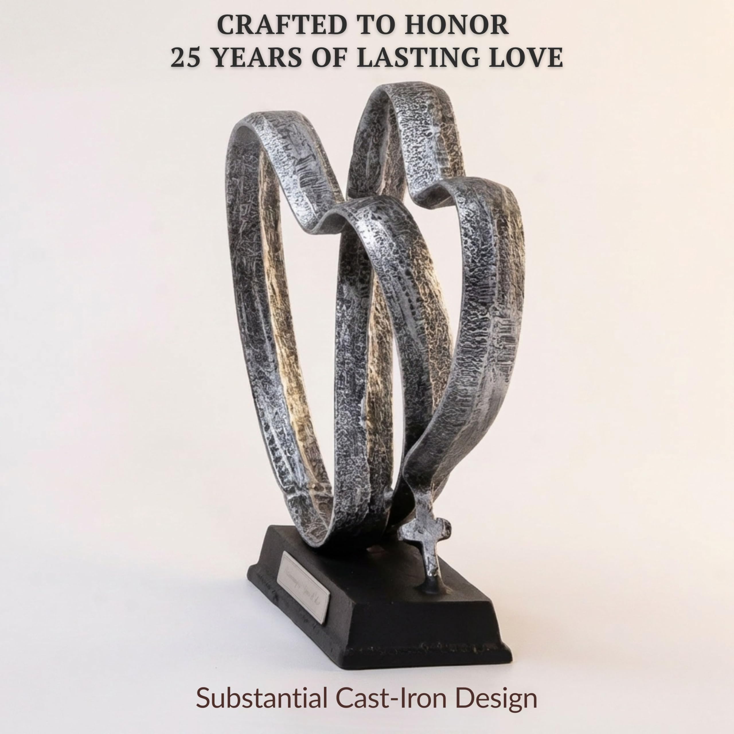 DCAPILLA 25th Anniversary Wedding Gifts – Two Hearts & Cross Keepsake - Ready-to-Gift Includes Present Box, Poem Card, and Engraved Plaque