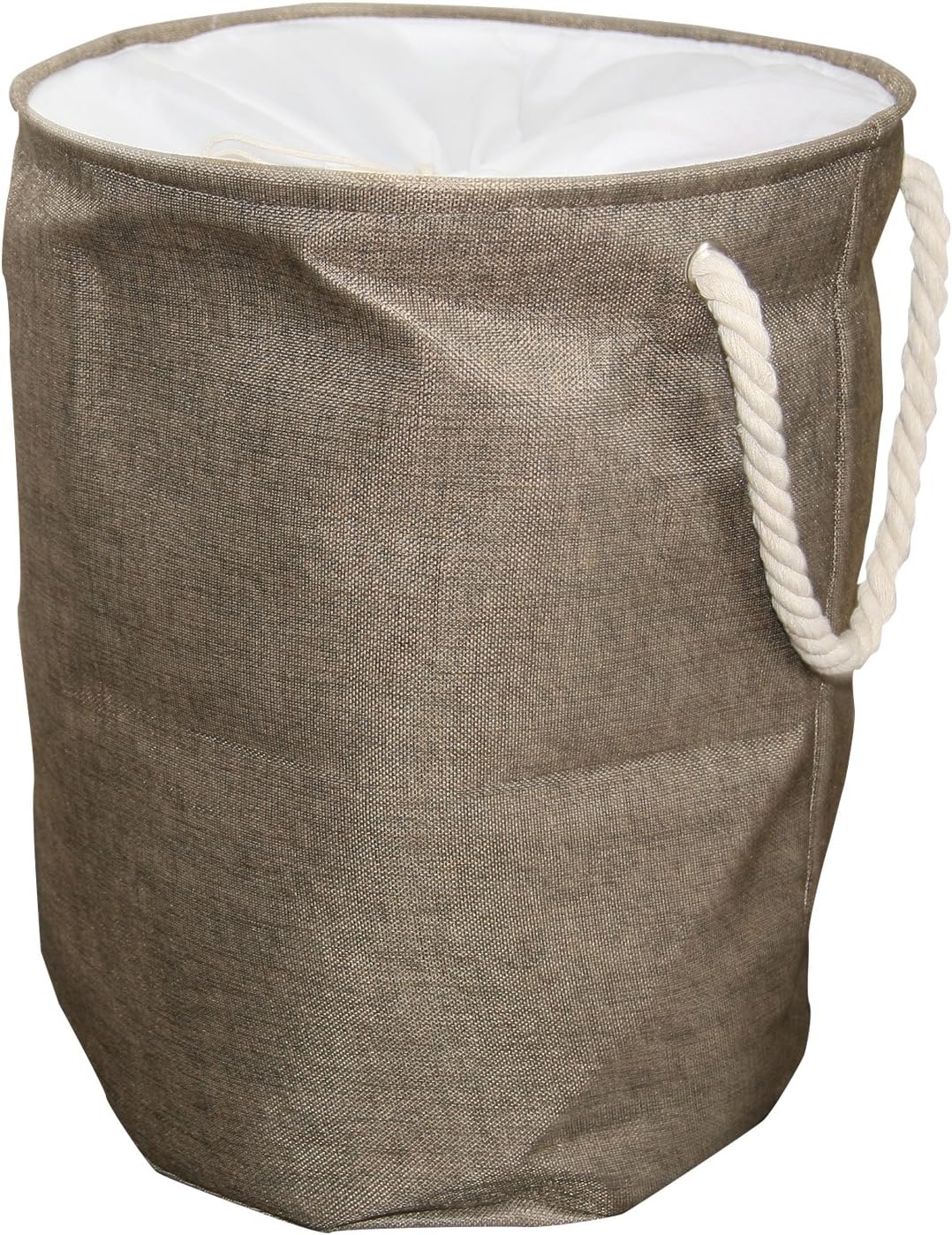 Arc Premier Laundry Basket: Superior Quality 100% Cotton Collapsible Storage Laundry Bag with Hemp Rope Handles/ Spacious, Fresh Cylindrical Folding Laundry Bin For Convenience In Laundry Storage & Carrying / Yellow / Brown / Grey (Brown)