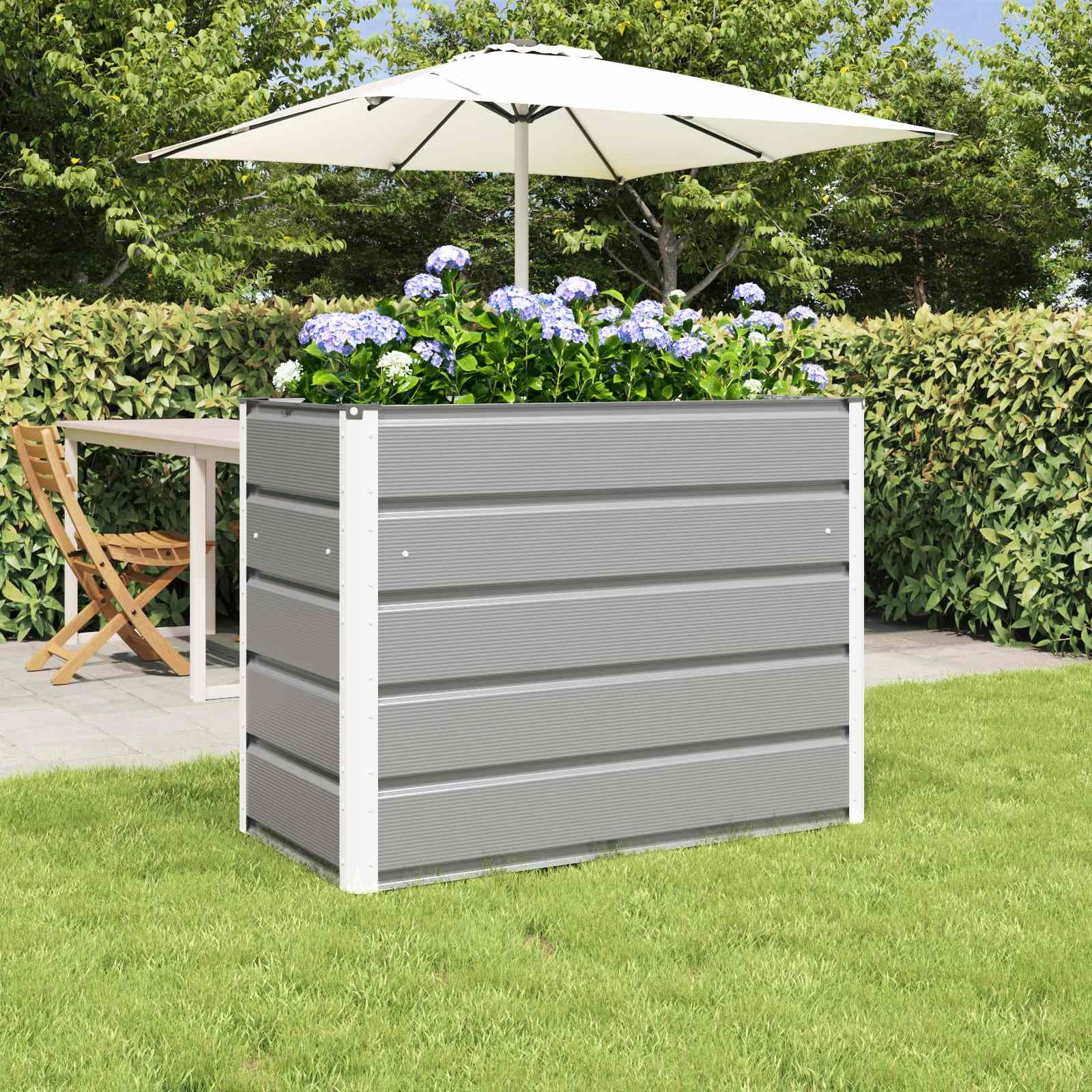 vidaXL Jardinera Gris Claro 100 x 50 x 77 cm Acero Galvanizado, Jardín y Terraza, Macetero Industrial, Contenedor de Metal, Decoración Exterior, Esenciales Urbanos