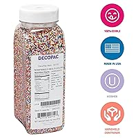 Vista 2 de DECOPAC Nonpareils multicolores, 30 oz/85 g, gránulos elegantes en recipiente de mano, gránulos comestibles para pasteles de celebración, cupcakes