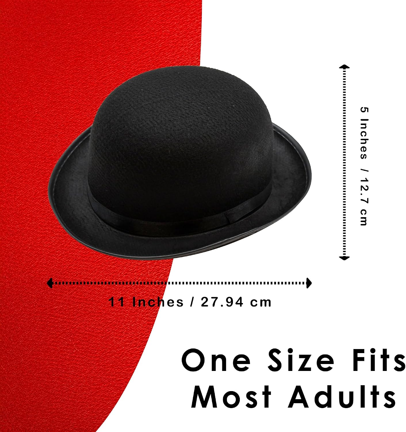 Black Felt Derby Bowler Hat – Classic Derby Hat, Steampunk Costume Accessory, Vintage 1920s Style, Ideal for Theater, Jazz, and Formal Wear, Good for Winter, Fashion Cap, Men and Women – Black Color