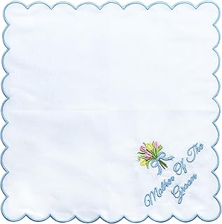 Wedding handkerchiefs - Mother Father of the Bride Gifts 11" x 11" Something Blue Embroidered Hankies Gifts
