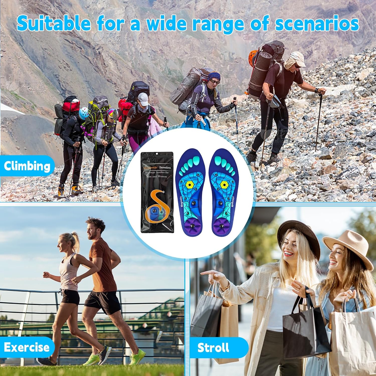 Acupressure Insoles for Men and Women- Orthopedic Acupoint Massage Insoles, Non-Slip Shock Absorption, Breathable Design for Foot Pain Relief & All-Day Comfort (Blue, L(Men 8-12/Women 9-13)) - Image 8