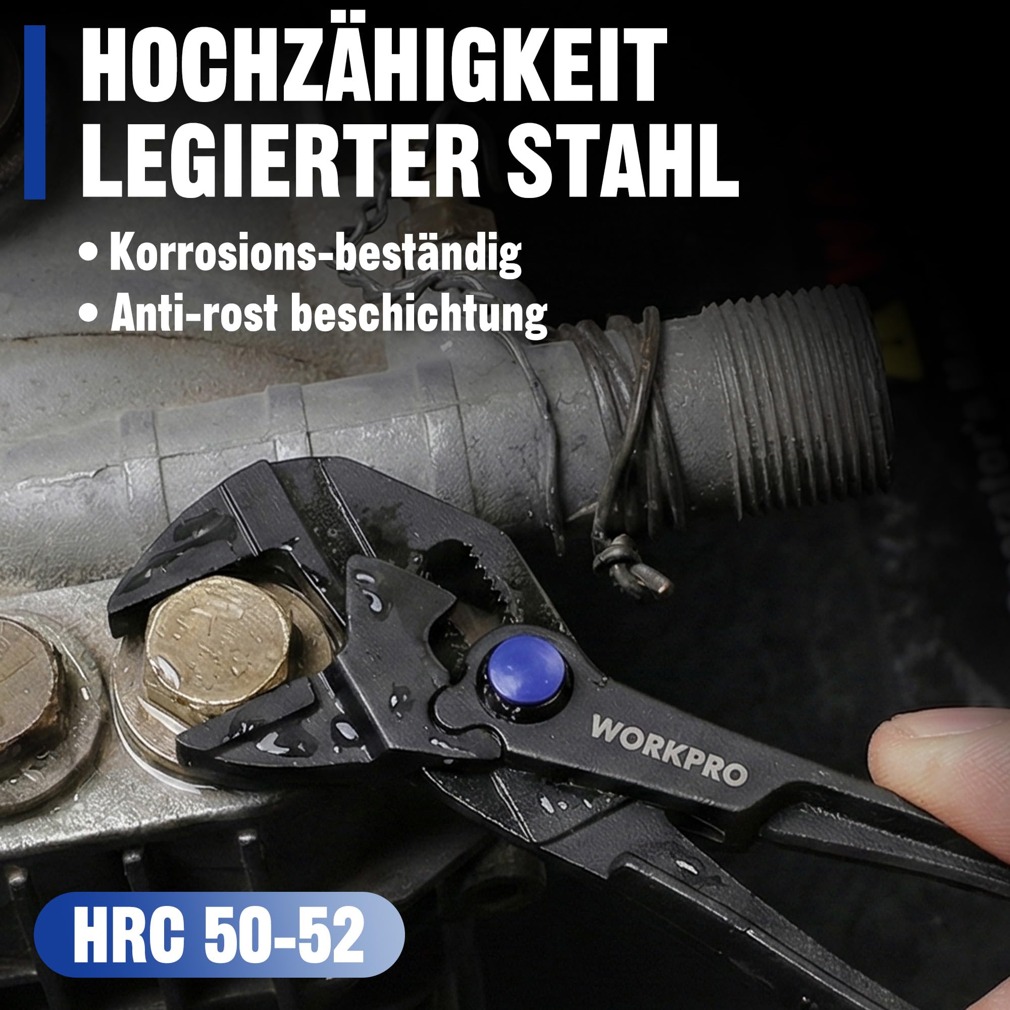 WORKPRO 100 mm Mini-Zangenschlüssel, Verstellbarer Zangenschlüssel, EDC, Ratschenfunktion, selbstjustierende Backen, max. Spannweite 20 mm, Doppelgriff für kraftsparendes Arbeiten