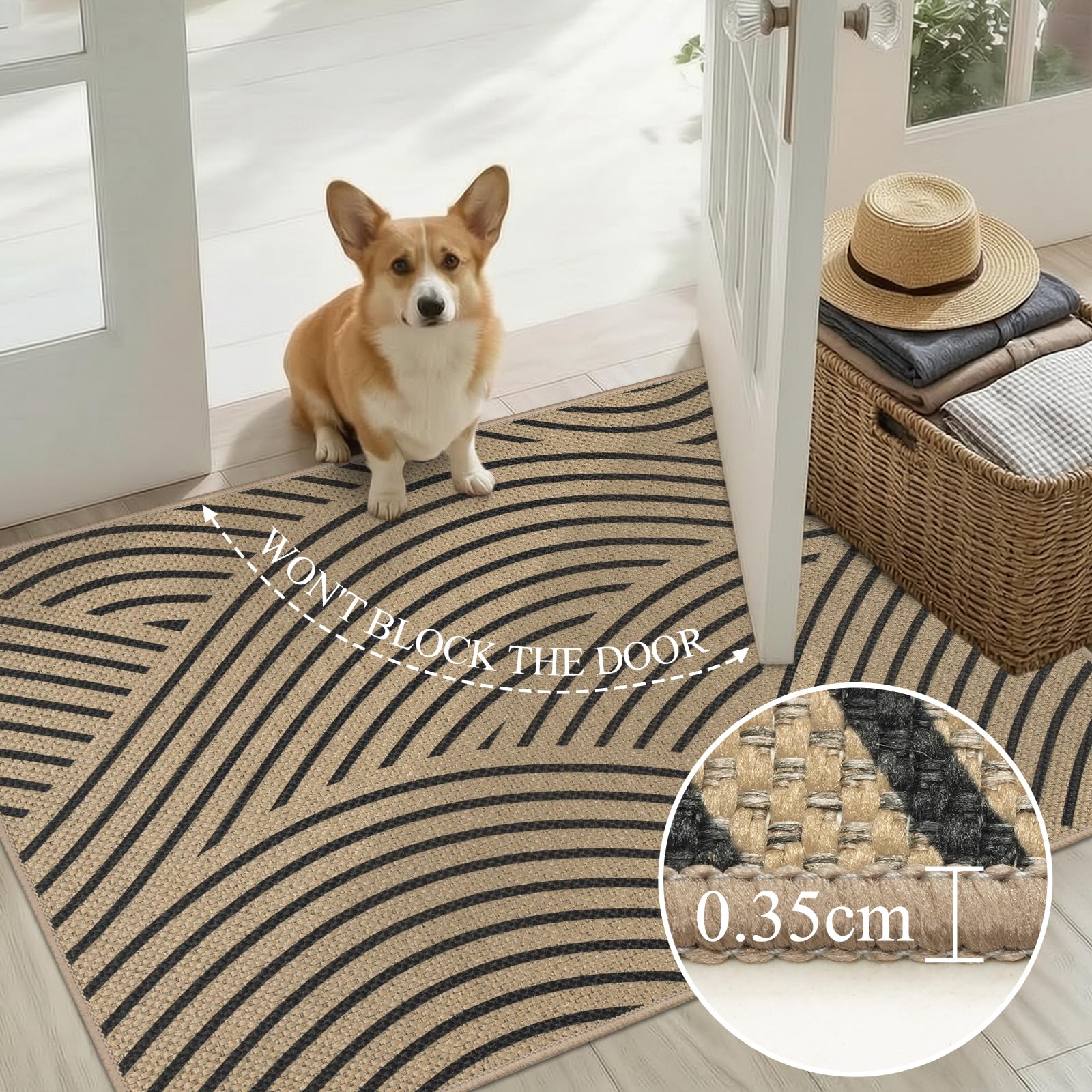 Famibay Tapis Entree Interieur 80x120cm Antidérapant Paillasson Interieur Entree Absorbant Lavable Fin Tapis De Porte Entrée Cuisine Couloir