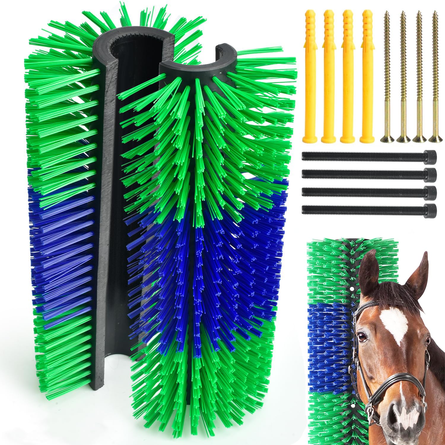 2 Pcs Kratzbürste Pferd, Halbrunde Pferde-Rückenkratzer, Pferdebürste, Kuhbürste, lindert Juckreiz & reinigt Mähne, Kratzbaumbürste für Pferd, Kuh, Schwein, Schafe, 43.5cm