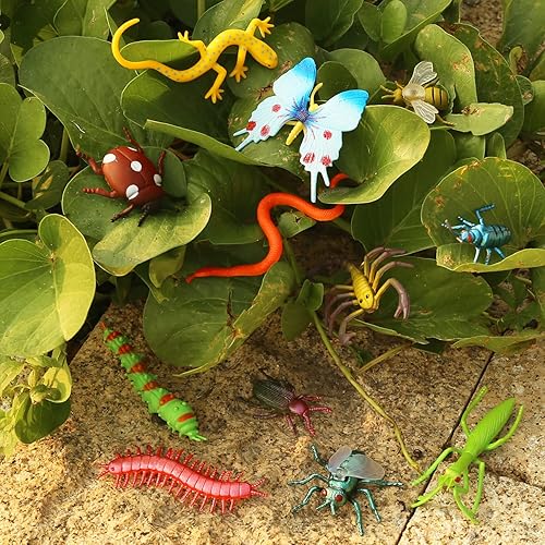 Vista 7 de 100 piezas de miniinsectos realistas, figuras de insectos de plástico para niños pequeños, insectos falsos para fiesta de jardín temática