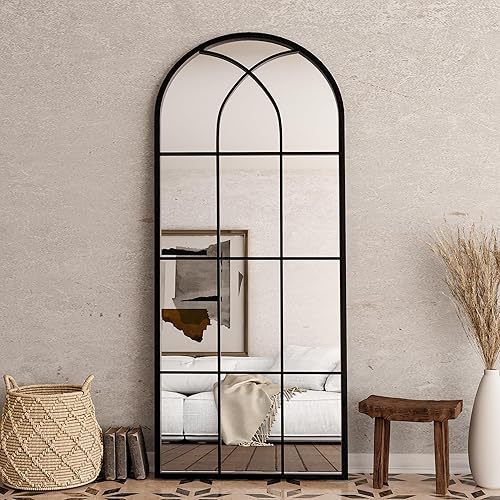 Miniatura 3 de ZMYCZ Espejo de pared arqueado, espejo de pared negro, espejo de baño con parte superior arqueada, espejo de granja, espejo de marco de metal de