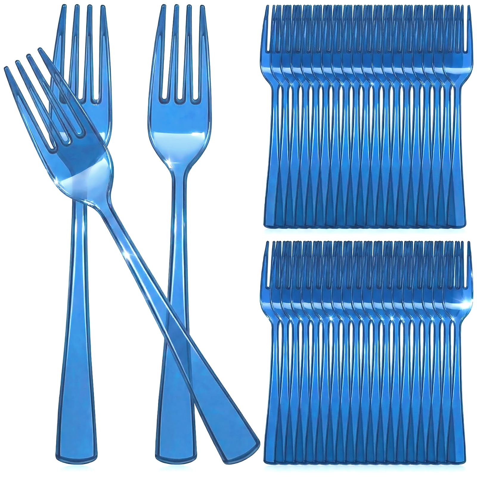 Minatee 50 Pcs Plastic Forks Disposable Cutlery Heavy Duty Dinnerware Plastic Silverware Flatware for Parties Supplies Dessert Picnics Holiday House(
