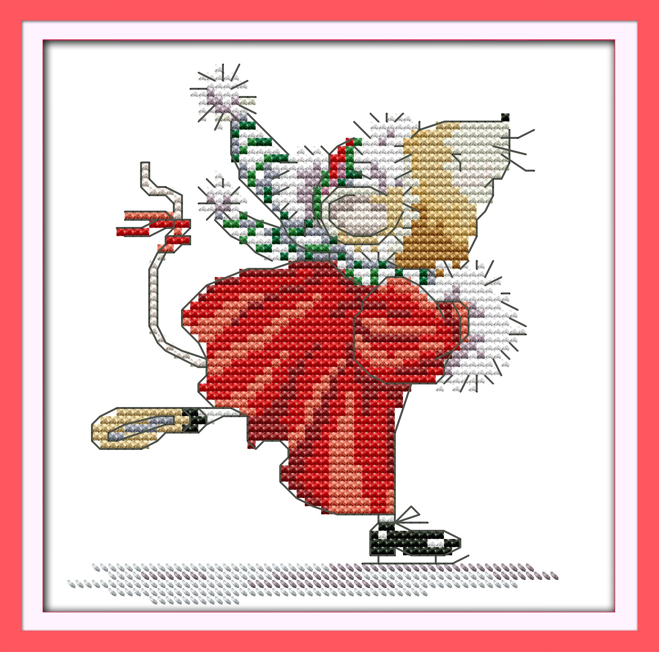 Amiiba Stamped Cross Stitch Kits, Cartoon Mouse Ballet Dancer DIY 11CT 8.6x8.6 inch (Dancer)