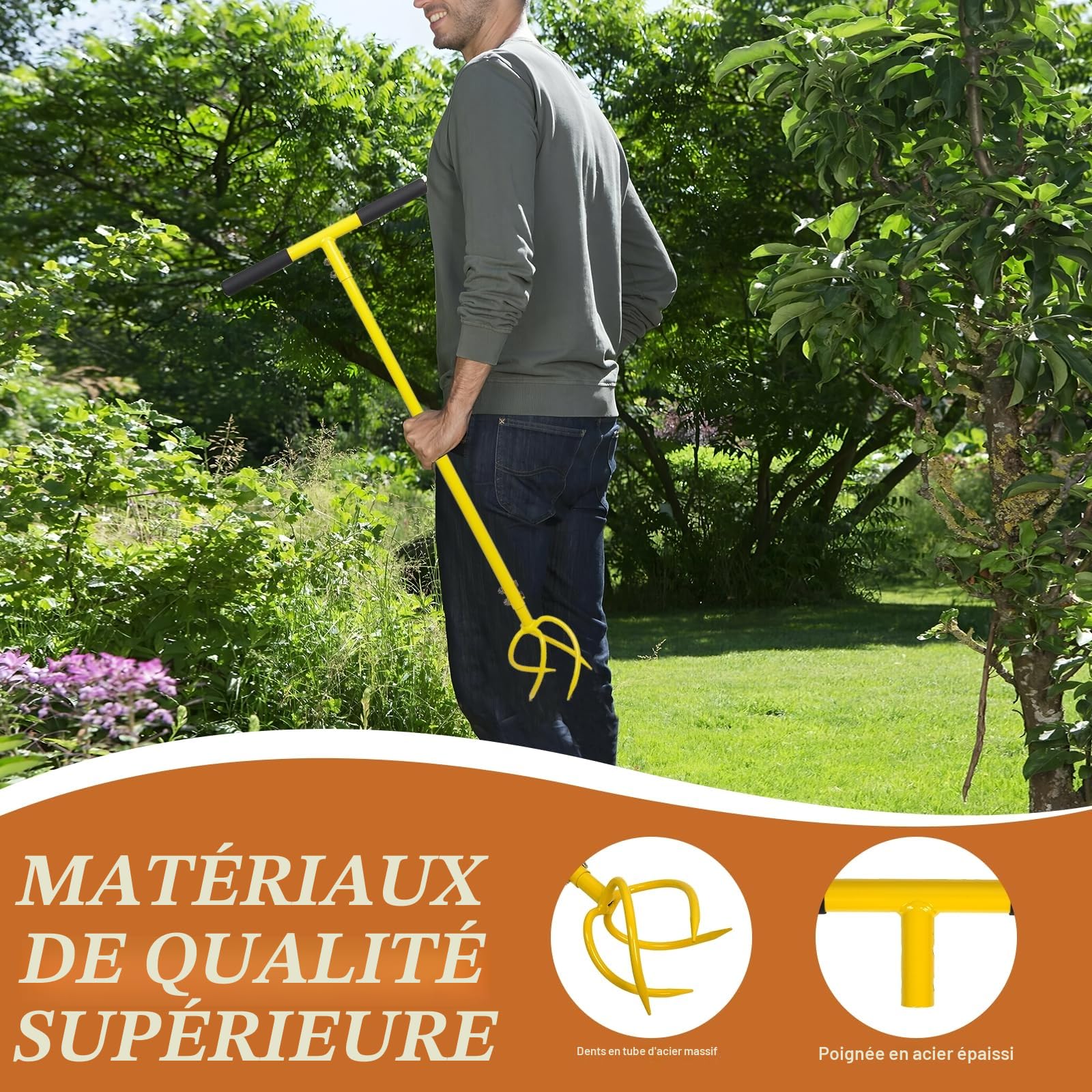 BARAYSTUS Cultivateur de Jardin Avec Manche - Griffe de Sol Manuelle et Désherbage - Twist Tiller Garden Claw