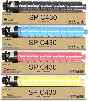 High Yield SP C430A C440DN Toner Cartridge 4-Pack Black Cyan Magenta Yellow | Replacement for Ricoh 821105 821106 821107 821108 with Aficio SP C430A C440DN C430DN C431DNHT C431DNHW Printer