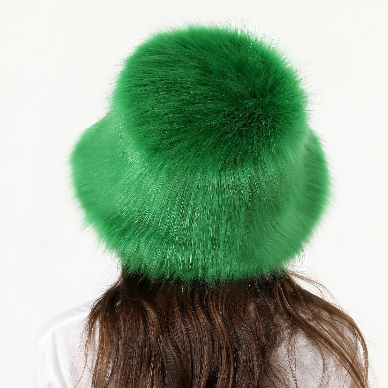 Fuzzy Bucket Hat for Women Winter Fluffy Furry Plush Faux Fur Hats Rainbow Cute Women's Bucket Hats