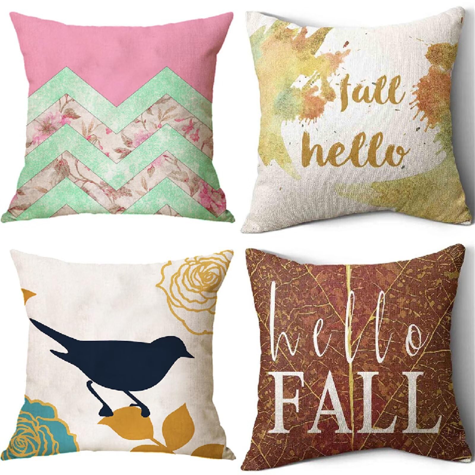 Federe Cuscini Divano 65x65cm,Set di 4 Uccello foglia d'acero Cuscini per Divano,Quadrato Doppio Lato Soft Esterni Copricuscini Divano,per Divano Soggiorno Sedia Letto Decorativo Cuscini Divano ZW185