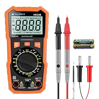 Multimeter Tester 2000 Counts Digital Multimeter with DC AC Voltmeter and Ohm Volt Amp Meter ; Measures Voltage, Current, Resistance; Tests Live Wire, Continuity - HK33B