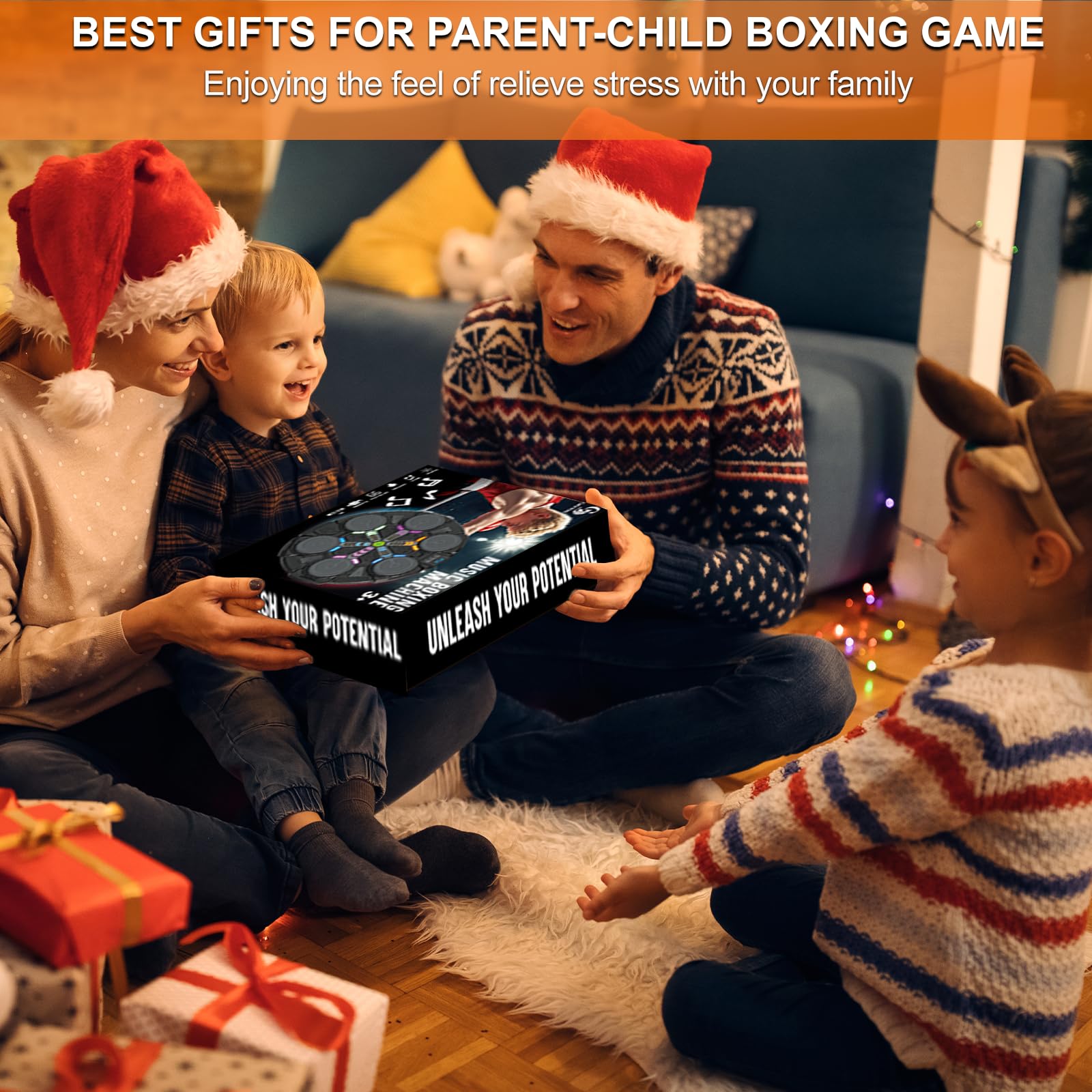 Music Boxing Machine, Macchina da Boxe Musicale, Bluetooth LED per Bambini, Elettronica da Boxe Intelligente, a Parete con Guantoni da Boxe per Adulti e Bambini