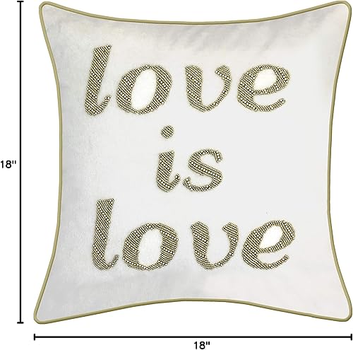 Miniatura 7 de Celebrations - Almohada decorativa con cuentas, 18 x 18 pulgadas, color ostra