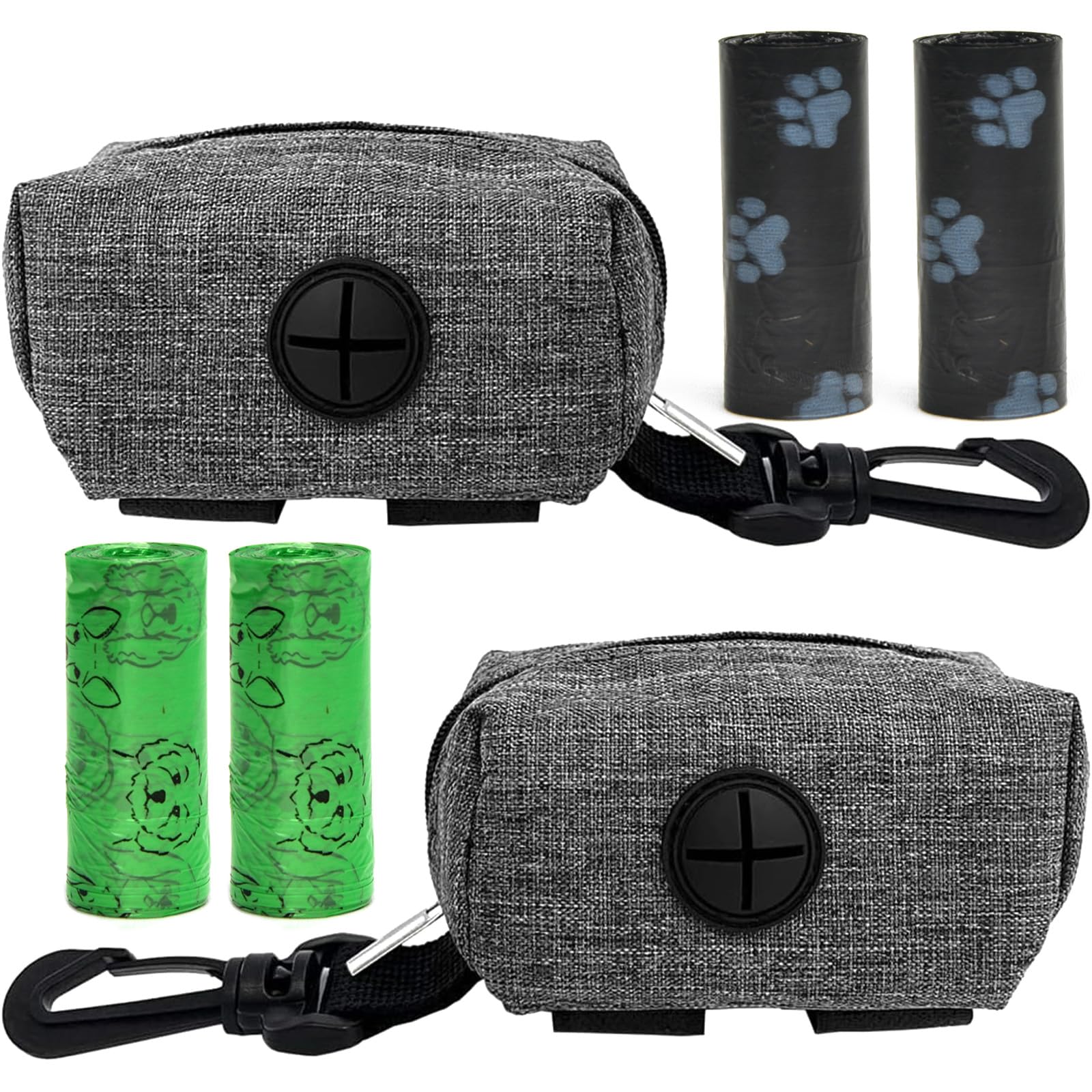2 PCS Poo Bag Holder for Dogs Lead Poop Bag Holder, Includes 4 Rolls of Dog Waste Bags