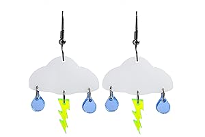 Cloud Jewelry: Lightweight Thunder Lightning Bolt Rain Cloud Dangle Earrings with Stainless Steel Hooks