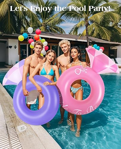 Miniatura 37 de HeySplash Anillos de natación inflables con purpurina, flotador de piscina de verano en forma de flor, flotadores de tubo flotador, juguetes
