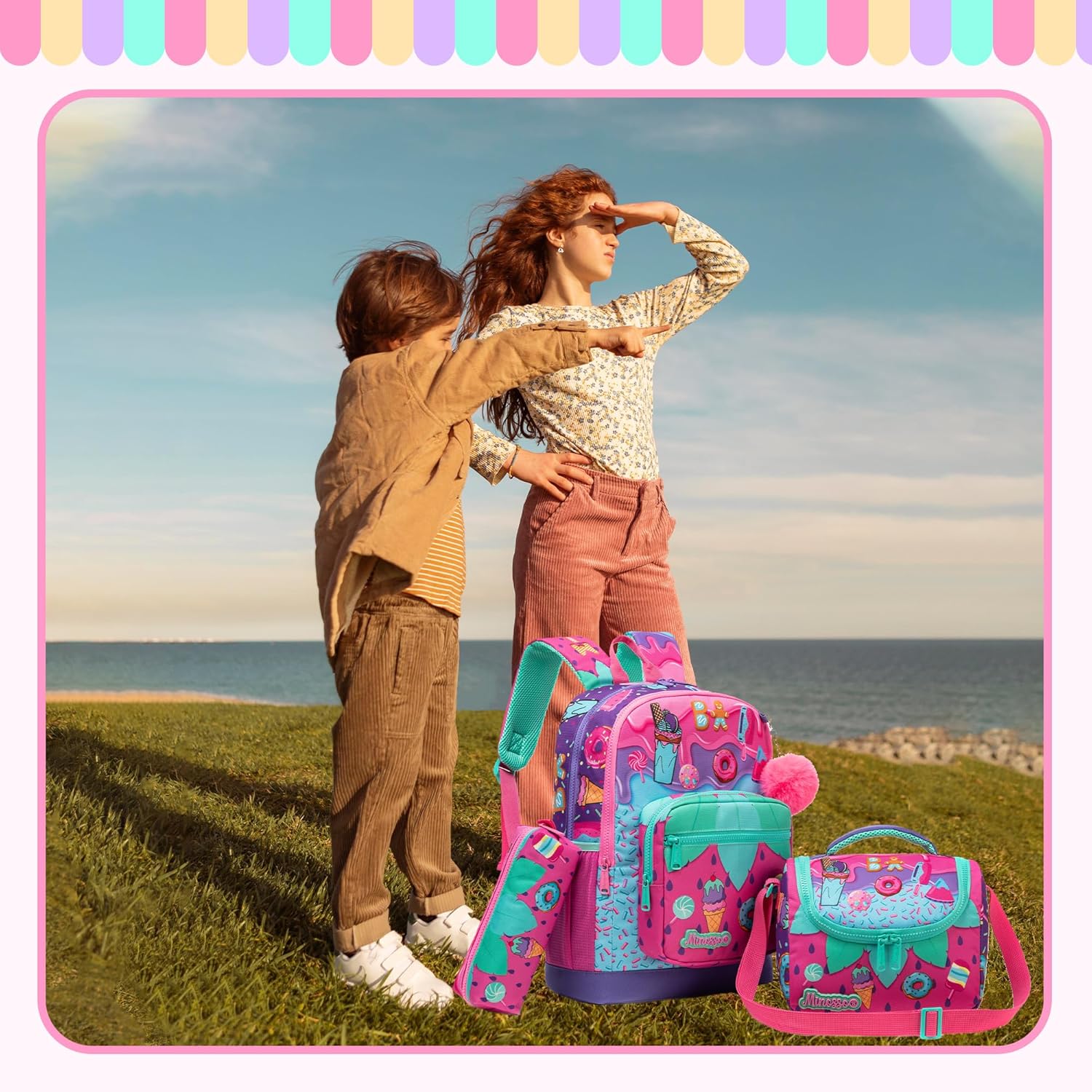 Girls Backpack for School Backpack for Girls 8-12 with Lunch Box Back to School Supplies Backpacks for Kids 10-12 Elementary Middle Student with Pencil Box