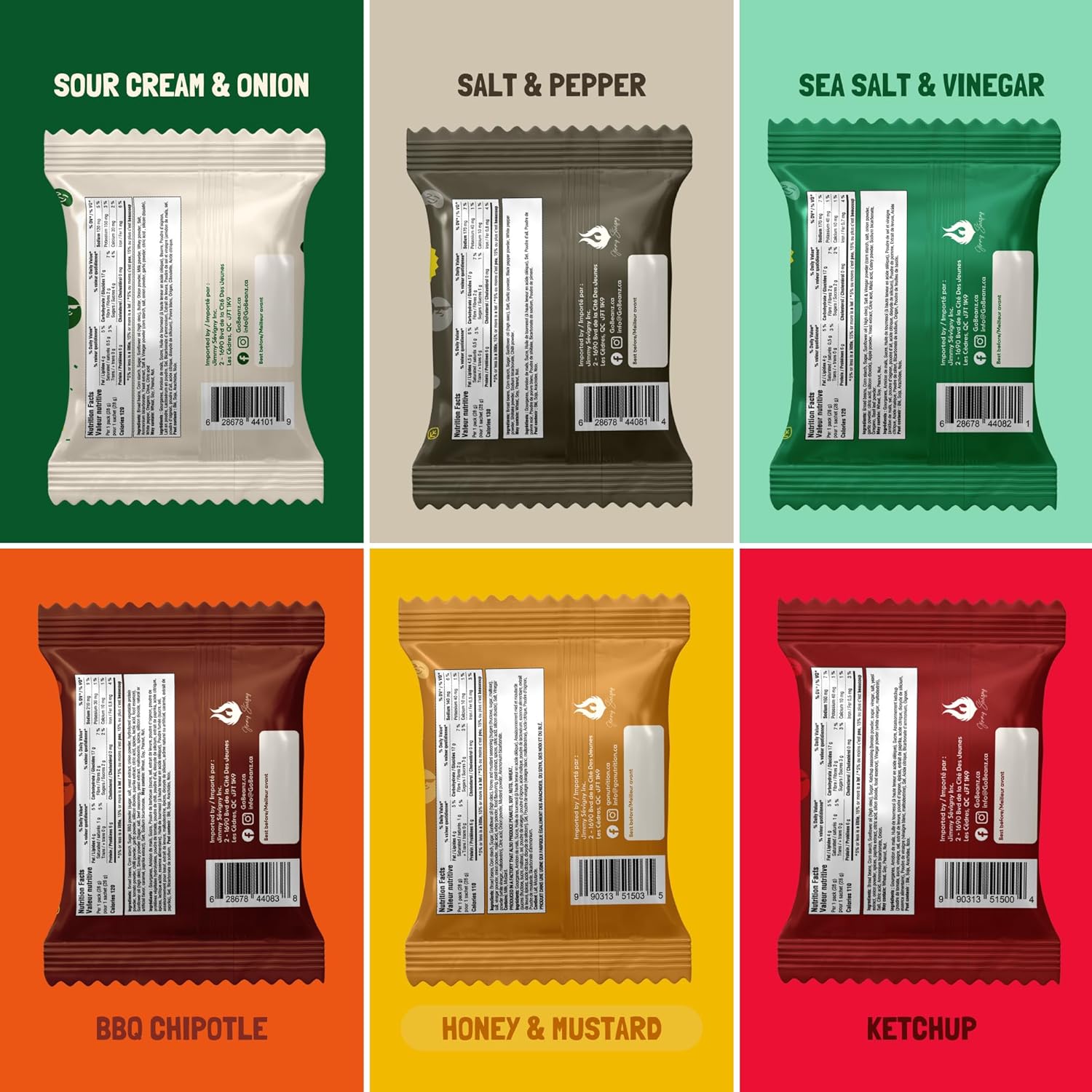 GoBeanz by Jimmy Sévigny – Crunchy Roasted Broad Beans Variety Box | High-Protein, Low-Sodium Snack for Kids & Adults | 24 Single-Serve 28g Packs in 6 Flavors | Healthy Alternative to Chips - Image 9