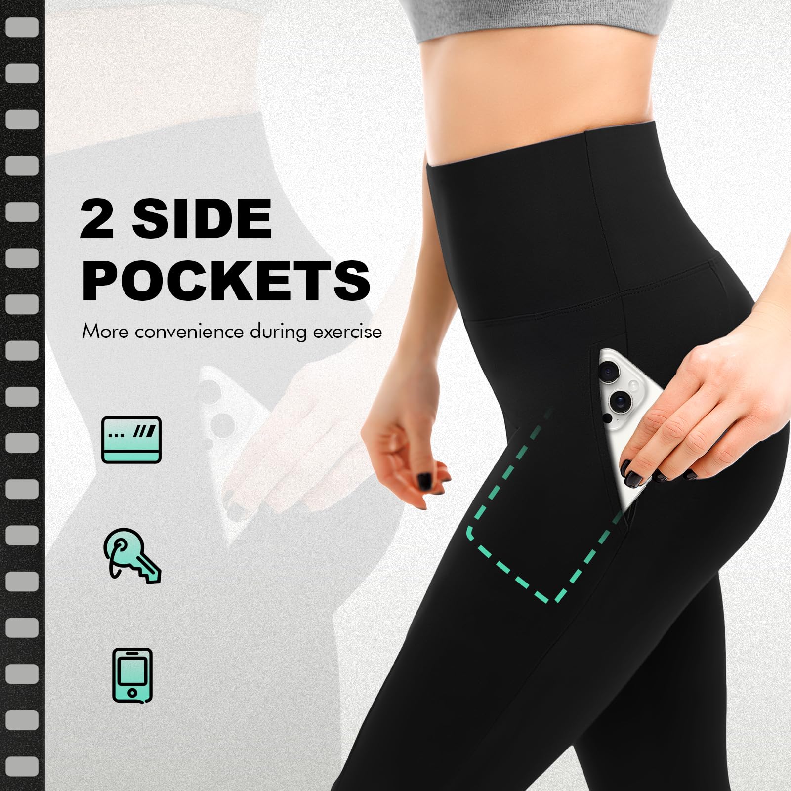 Damskie legginsy 3/4 z kieszeniami, legginsy Capri z wysokim stanem, dla kobiet, miękkie, rozciągliwe spodnie do ćwiczeń, na siłownię i jogę