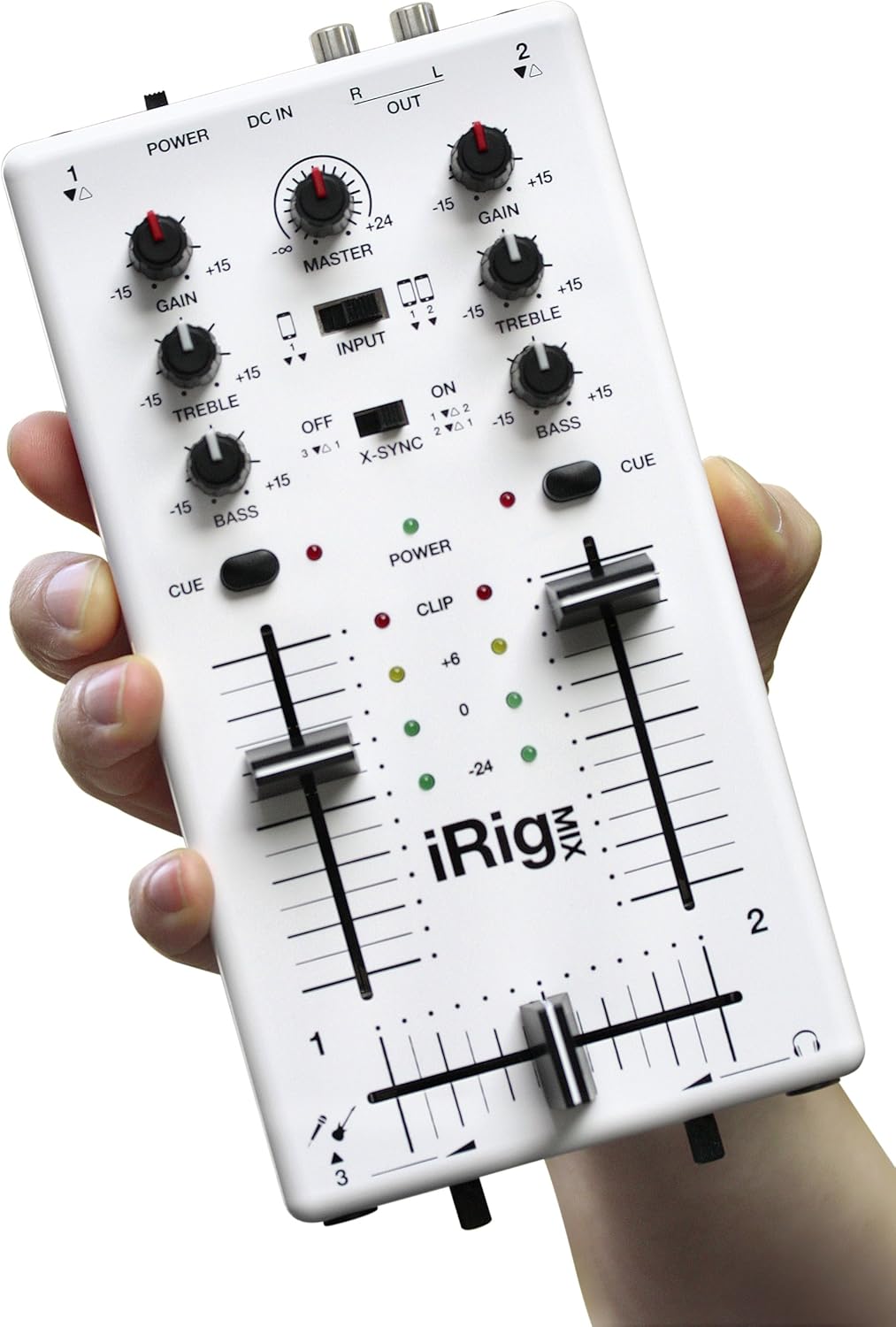 iRig Mix connected to a portable CD player and an iPad